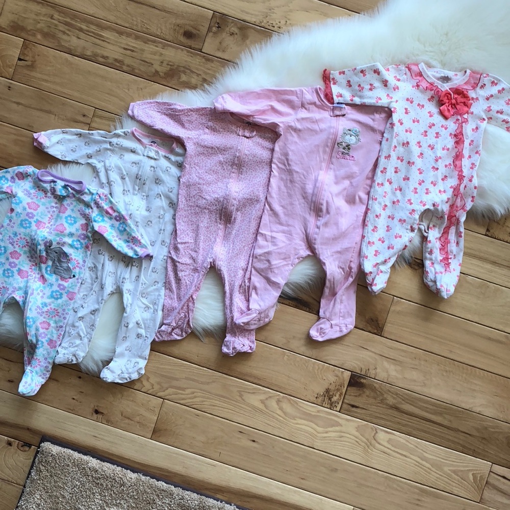Set of 5 Infant Footie Pajamas